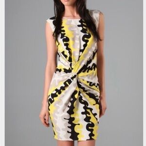 Diane Von Furstenberg Yellow and Black Midi Dress